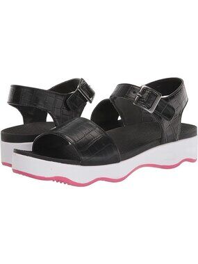 Muk Luks Roller Skate Platform Sandals 8 Black White Slip On Casual Travel Y2k